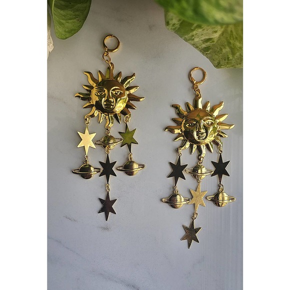 Sun & Stars Dangle Earrings, Planet Bohemian Jewelry - Picture 1 of 4